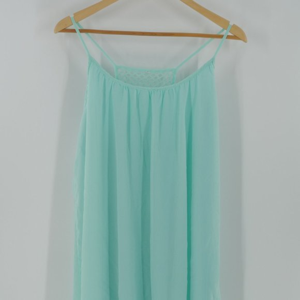 Turquoise Flowy‎ Razorback Blouse